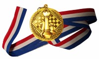Медаль шахматная круглая "ЗОЛОТО" с лентой